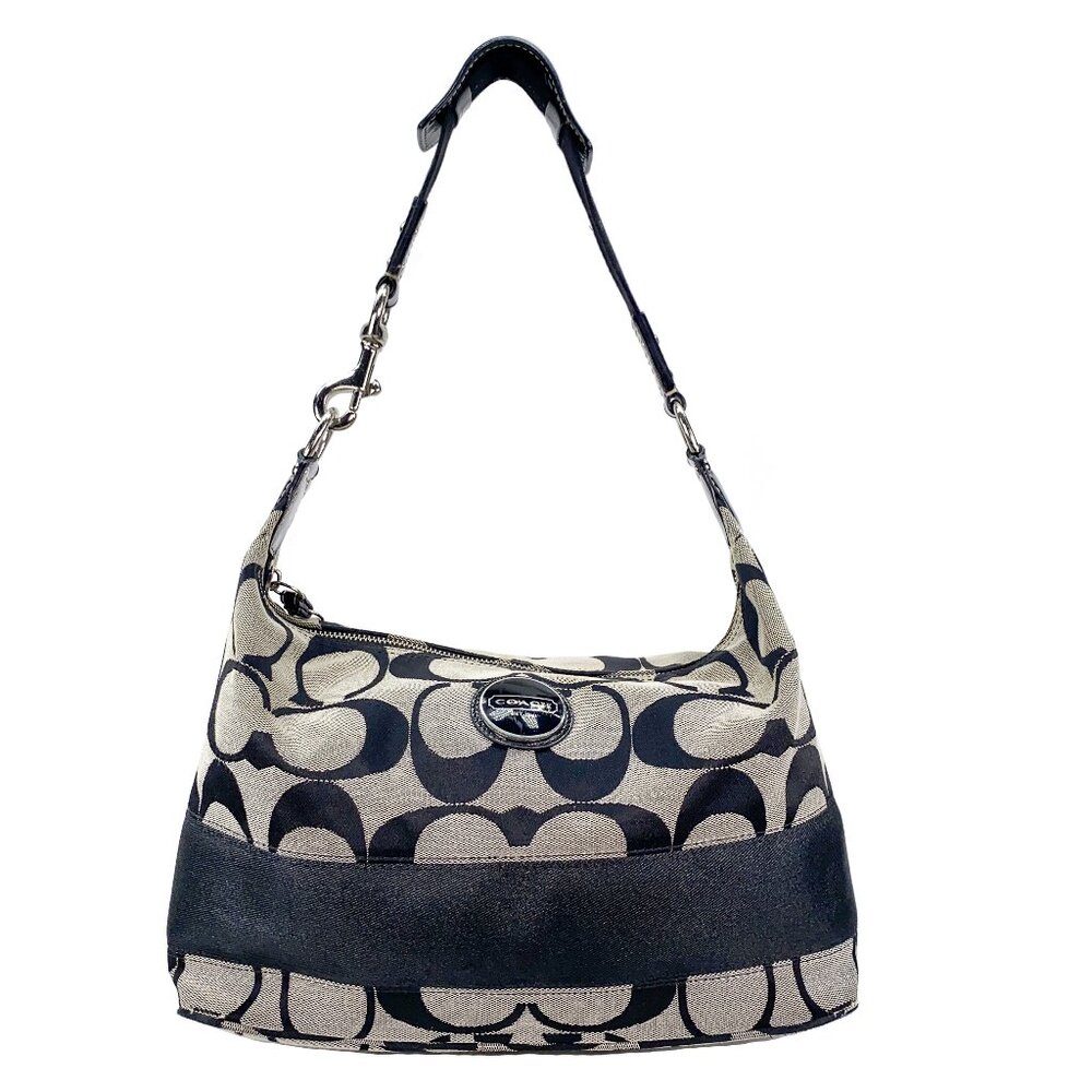 COACH Hobo Signature Stripe Canvas Shoulder bag - E1094-F15197